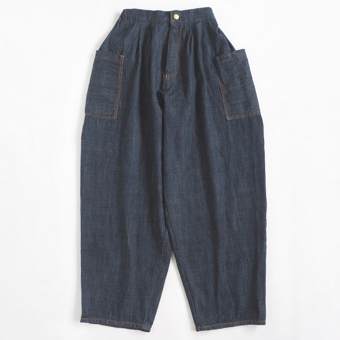 graphzero(グラフゼロ) タックギャザーパンツ インディゴ メンズ レディース 男女兼用 [La-TGPT-0503-ID]