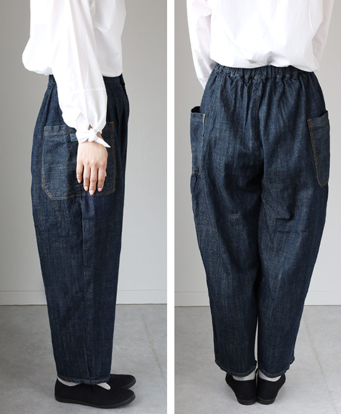 graphzero(グラフゼロ) タックギャザーパンツ インディゴ メンズ レディース 男女兼用 [La-TGPT-0503-ID]