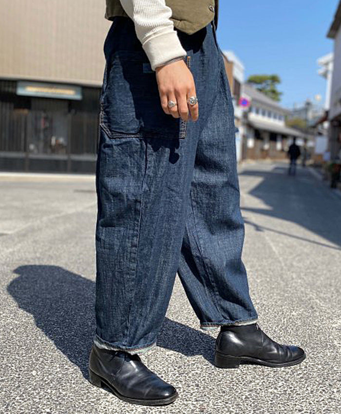 graphzero(グラフゼロ) タックギャザーパンツ インディゴ メンズ レディース 男女兼用 [La-TGPT-0503-ID]