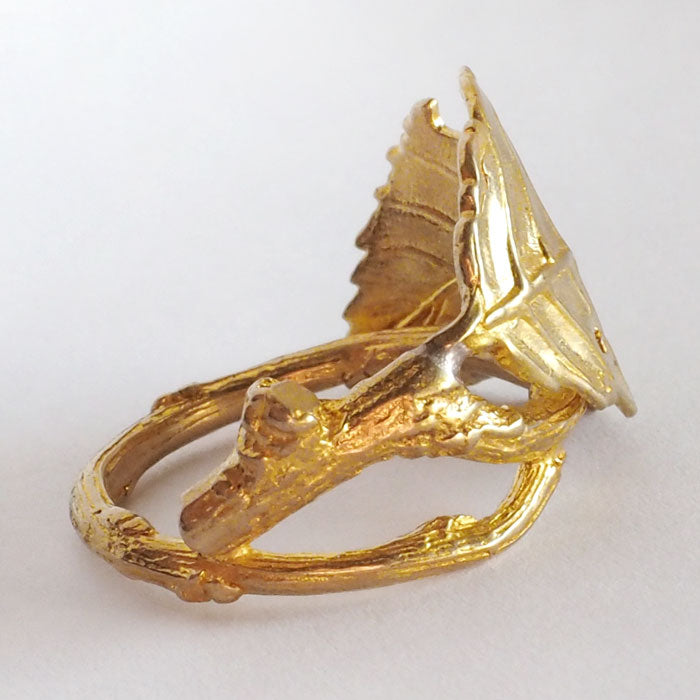Lano Brass Leaf Ring [LN-1286] by Tomoaki Hirano, Handmade Accessory Designer. 