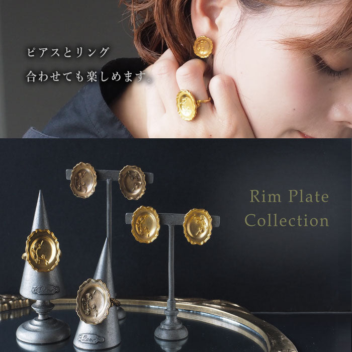 Lano Rim Plate Earrings, Brass Fabric [LN-2236] by Tomoaki Hirano, Handmade Accessory Artist, Antique-Style Retro Jewelry 