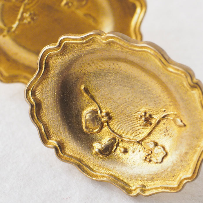 Lano Rim Plate Earrings, Brass Fabric [LN-2236] by Tomoaki Hirano, Handmade Accessory Artist, Antique-Style Retro Jewelry 