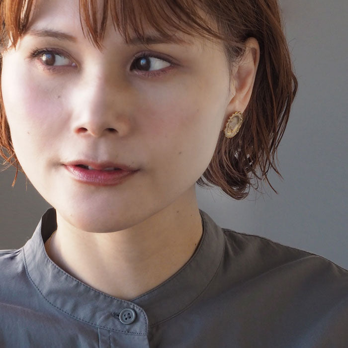 Lano(ラノ) リムプレート ピアス 真鍮 古美 [LN-2237]  平野朋晃 アクセサリー作家 ハンドメイド ブランド ジュエリー アンティーク調 レトロ