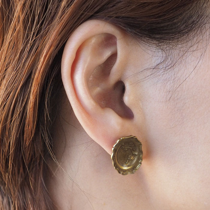 Lano(ラノ) リムプレート ピアス 真鍮 古美 [LN-2237]  平野朋晃 アクセサリー作家 ハンドメイド ブランド ジュエリー アンティーク調 レトロ