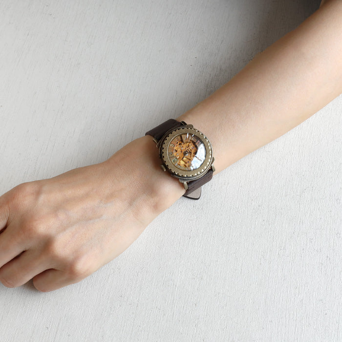 DEDEGUMO Handmade Watch Brass Tokei 3-2 Gold Men's Women's [M33-3-gd] Kyoto Kyoto Handmade Watch Brand 