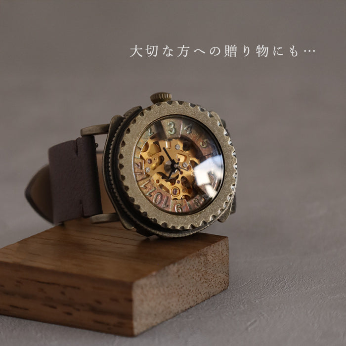DEDEGUMO Handmade Watch Brass Tokei 3-2 Gold Men's Women's [M33-3-gd] Kyoto Kyoto Handmade Watch Brand 