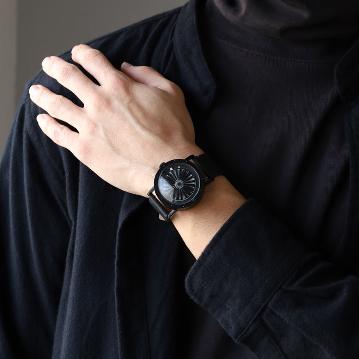 DEDEGUMO Handmade Wristwatch Kinetic Art Watch No.2 Black Automatic Mechanical Watch Men's Women's [M39-2-bk] Kyoto Handmade Watch Brand 