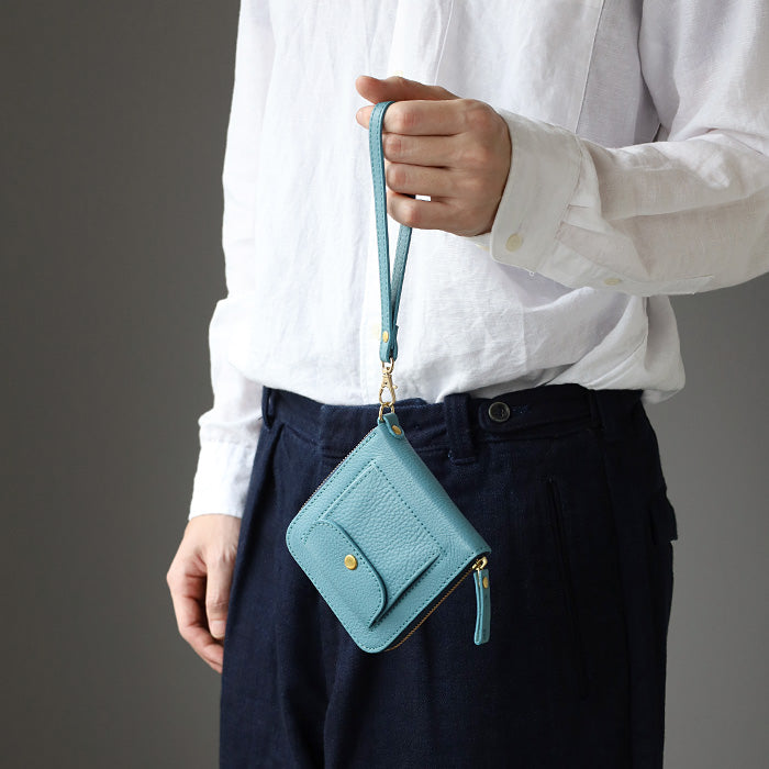 SMART MOVE! Smart Key Case Wallet Sunzuri Kawadoko (Light Blue) Shrink Cowhide Leather [MC1001] Storage for 2 Smart Keys with Coin Purse Rakukei Koubou 