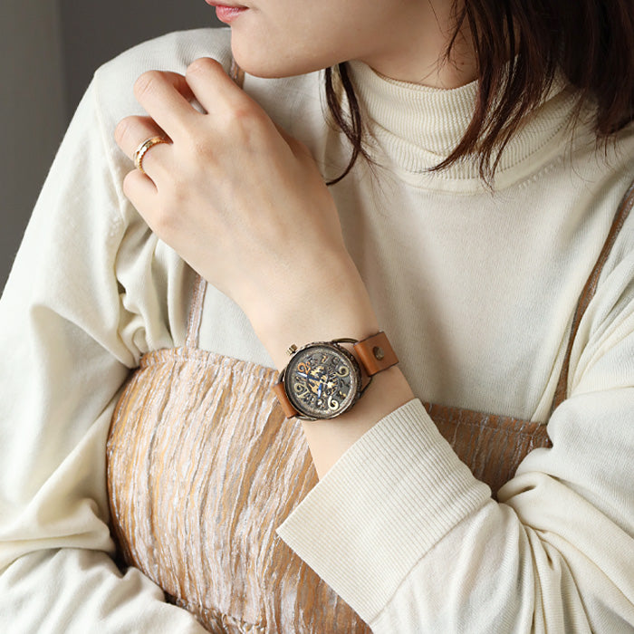 KINO Handmade watch, automatic, skeleton back, MEKANYAN 