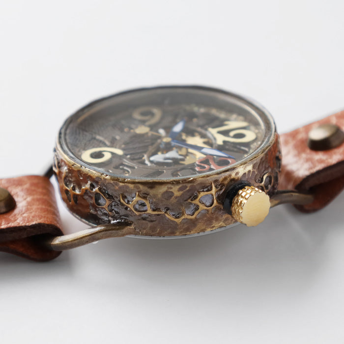 KINO（キノ） 手作り腕時計 自動巻き 裏スケルトン メカニャン ピンク ネコ 白猫 白 ねこ [MEKANYAN-PINK]