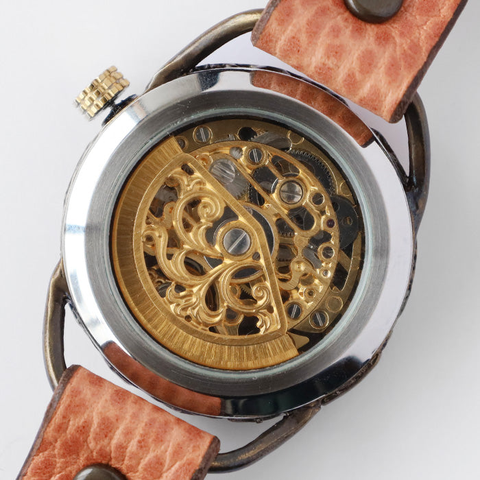 KINO（キノ） 手作り腕時計 自動巻き 裏スケルトン メカニャン ピンク ネコ 白猫 白 ねこ [MEKANYAN-PINK]