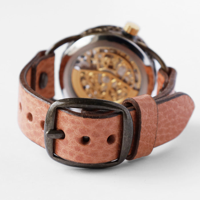 KINO（キノ） 手作り腕時計 自動巻き 裏スケルトン メカニャン ピンク ネコ 白猫 白 ねこ [MEKANYAN-PINK]