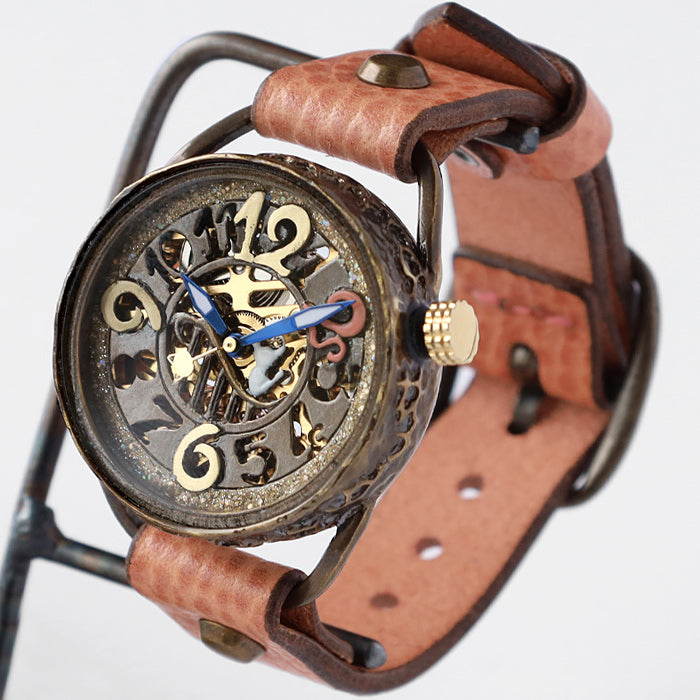 KINO（キノ） 手作り腕時計 自動巻き 裏スケルトン メカニャン ピンク ネコ 白猫 白 ねこ [MEKANYAN-PINK]