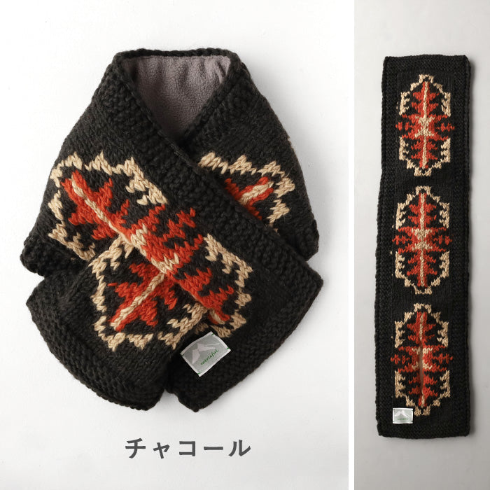 [3 colors] merciful jacquard knit fleece wool scarf with insert for women and men [MF4404] Nepalese hand-knitted knit brand