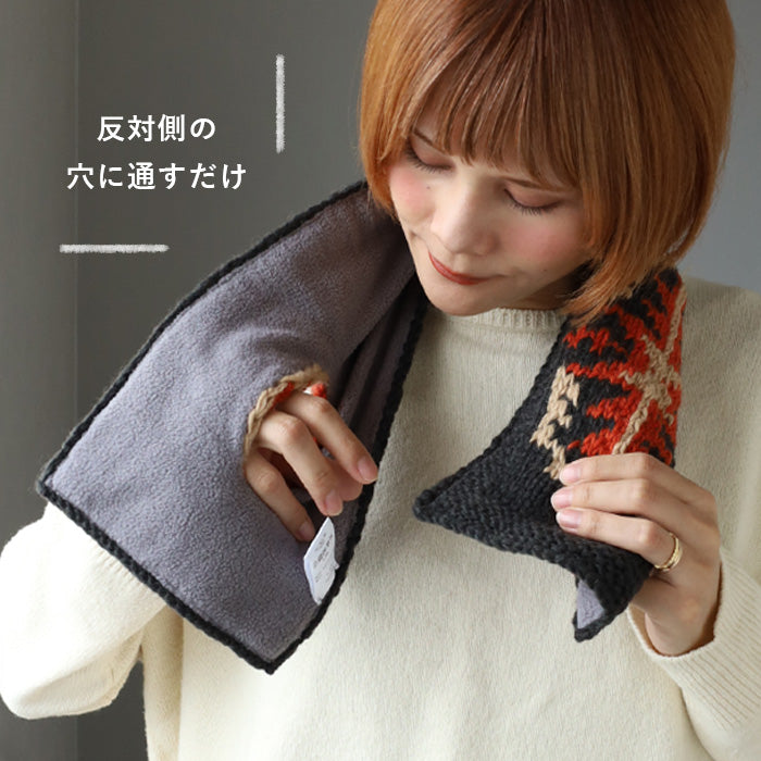 [3 colors] merciful jacquard knit fleece wool scarf with insert for women and men [MF4404] Nepalese hand-knitted knit brand