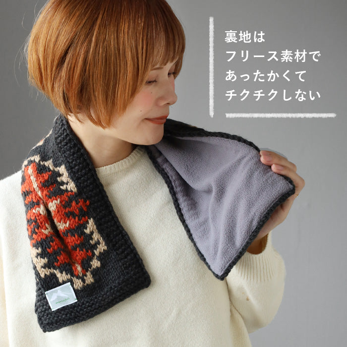 [3 colors] merciful jacquard knit fleece wool scarf with insert for women and men [MF4404] Nepalese hand-knitted knit brand