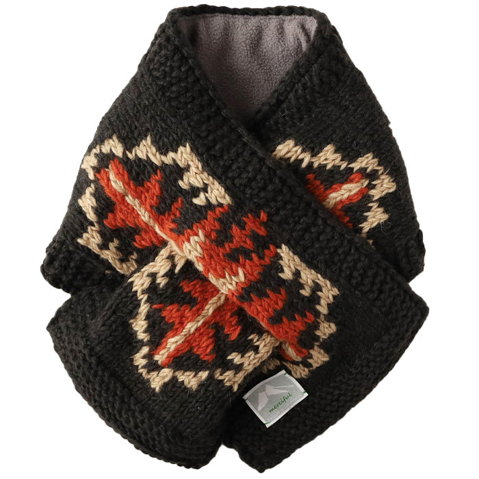 [3 colors] merciful jacquard knit fleece wool scarf with insert for women and men [MF4404] Nepalese hand-knitted knit brand
