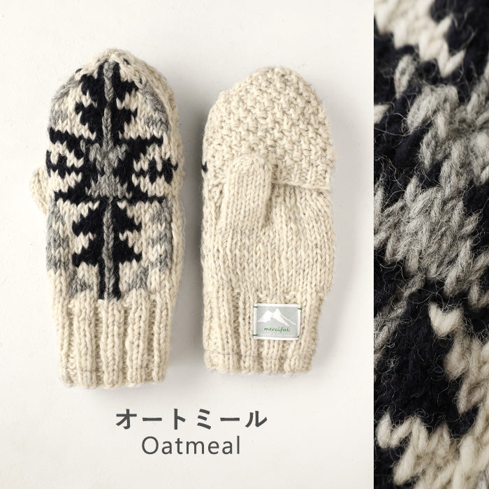[3 colors] merciful mittens, jacquard wool fleece, 2-way, for women [MF4403] 