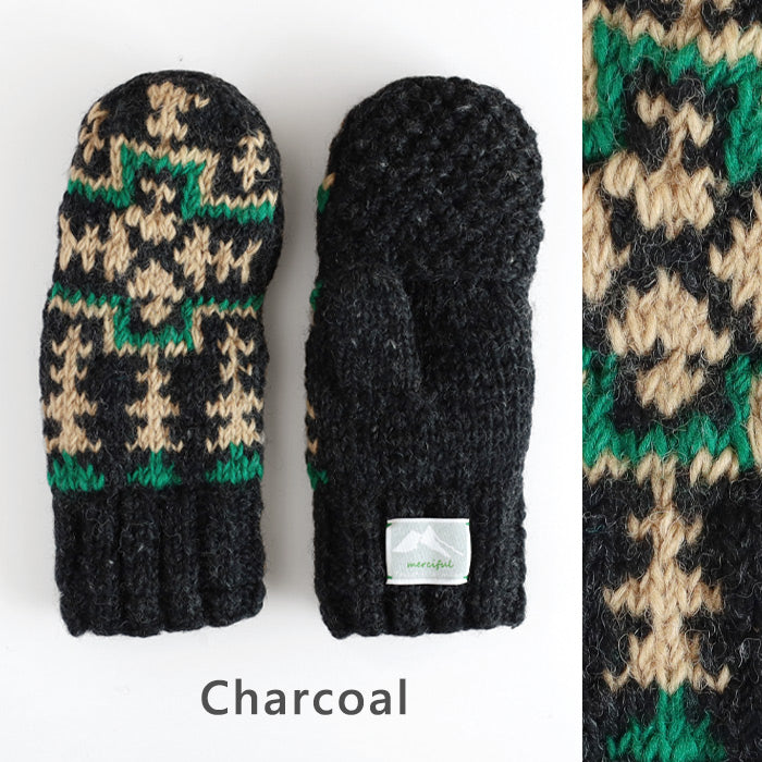 [Choose from 2 colors] merciful Mittens Gloves Jacquard Wool Fleece 2WAY Women's [MF3403]