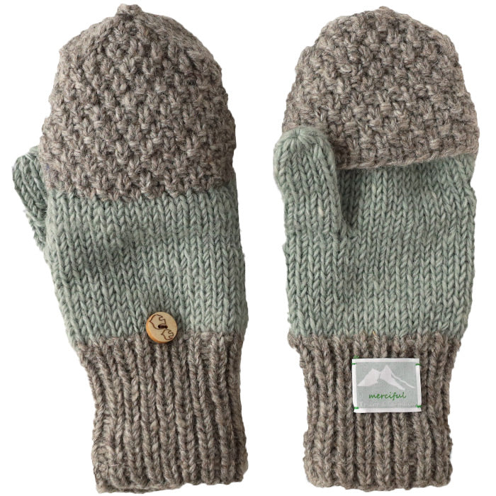 [3 colors] merciful mittens, two-tone wool fleece, 2-way, for women [MF4402] Nepalese hand-knitted brand 