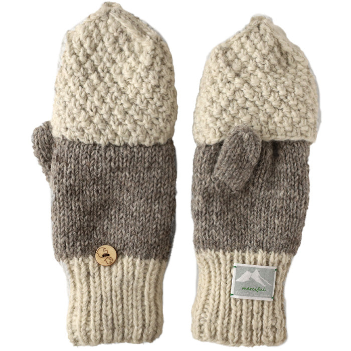 [3 colors] merciful mittens, two-tone wool fleece, 2-way, for women [MF4402] Nepalese hand-knitted brand 