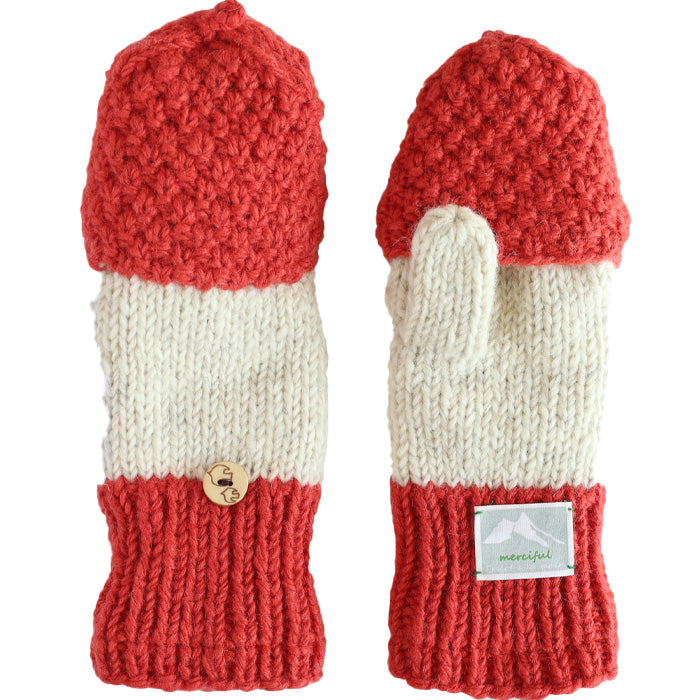[3 colors] merciful mittens, two-tone wool fleece, 2-way, for women [MF4402] Nepalese hand-knitted brand 