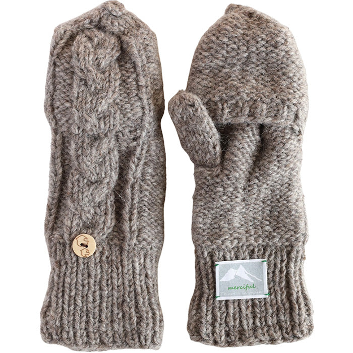 [6 colors] merciful mittens, cable knit, wool, fleece, 2-way, for women [MF3401], Nepal, hand-knitted, knit, brand, smartphone, 2-way