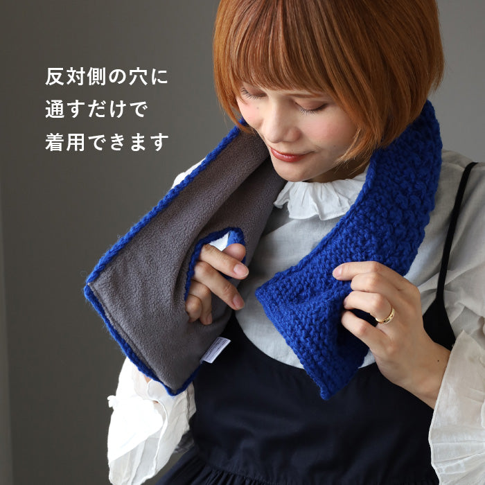 ピアリマーマフリースマフラー差し込み式1点 カジメイク マフラー フリース ワンタッチ 洗える 薄手 シンプル 無地