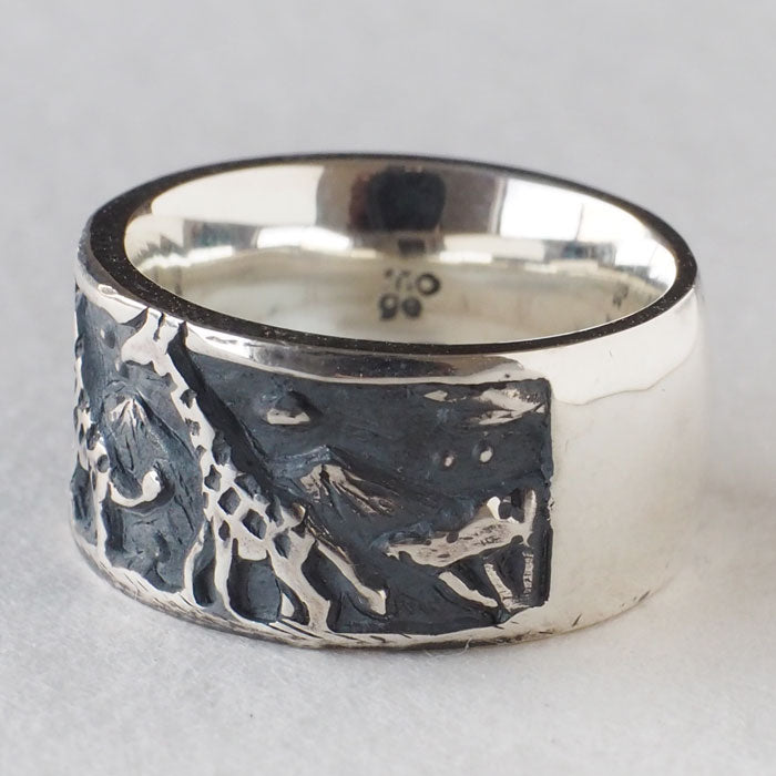 moge Silver Accessories: Memories of the Moon - Giraffe - Silver Ring, 10mm, Men's and Women's [mo-R-016], Handmade by Accessory Artist Koji Yamaguchi, Brand, Matching Ring 