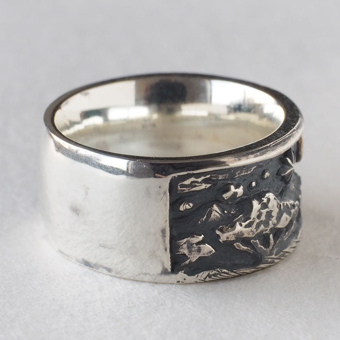 moge Silver Accessories: Memories of the Moon - Giraffe - Silver Ring, 10mm, Men's and Women's [mo-R-016], Handmade by Accessory Artist Koji Yamaguchi, Brand, Matching Ring 