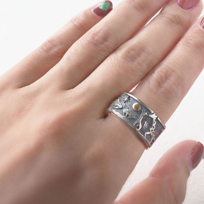 moge Silver Accessories: Memories of the Moon - Giraffe - Silver Ring, 10mm, Men's and Women's [mo-R-016], Handmade by Accessory Artist Koji Yamaguchi, Brand, Matching Ring 