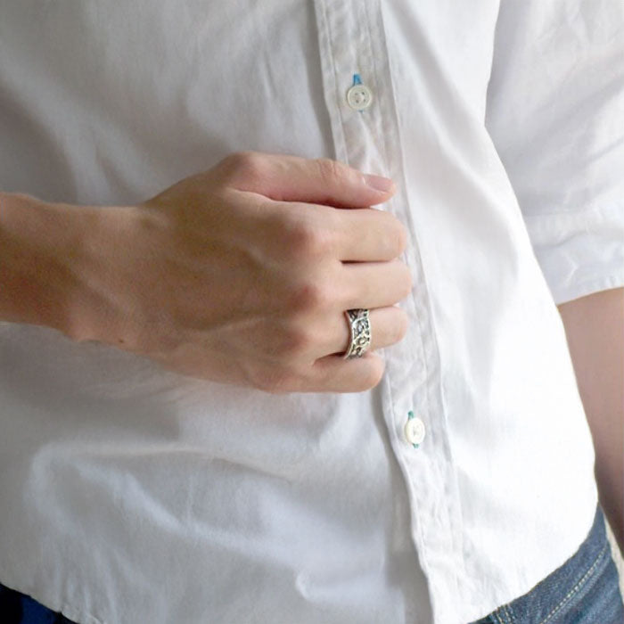 moge Silver Accessories: Memories of the Moon - Giraffe - Silver Ring, 10mm, Men's and Women's [mo-R-016], Handmade by Accessory Artist Koji Yamaguchi, Brand, Matching Ring 