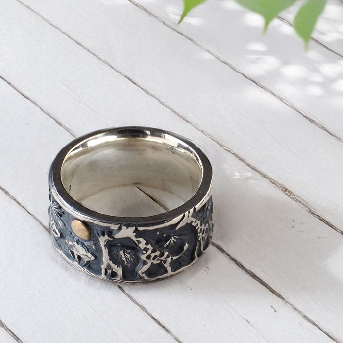 moge Silver Accessories: Memories of the Moon - Giraffe - Silver Ring, 10mm, Men's and Women's [mo-R-016], Handmade by Accessory Artist Koji Yamaguchi, Brand, Matching Ring 