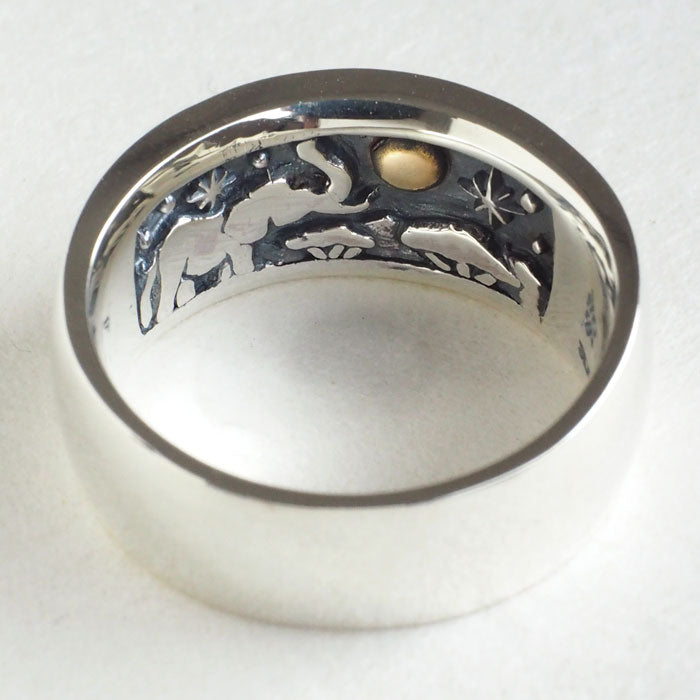 moge (Moge) Silver Accessory:  "Looking at the Same Moon" - African Elephant - Silver Ring (10mm) - Men's &amp; Women's [mo-R-035]  Koji Yamaguchi Accessory Maker Handmade Brand