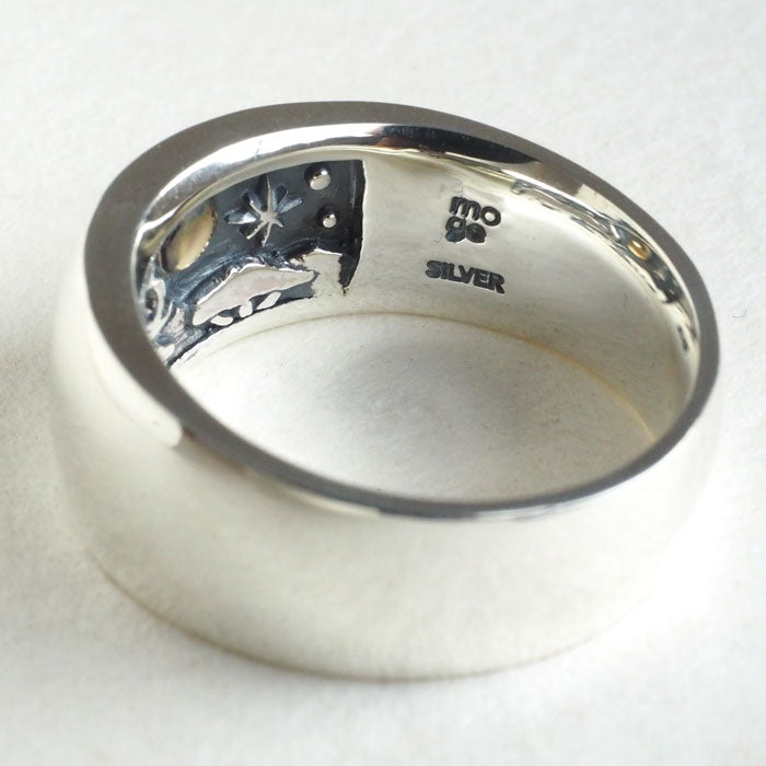 moge (Moge) Silver Accessory:  "Looking at the Same Moon" - African Elephant - Silver Ring (10mm) - Men's &amp; Women's [mo-R-035]  Koji Yamaguchi Accessory Maker Handmade Brand