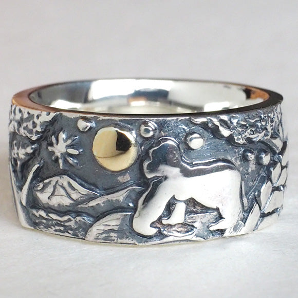 moge（モゲ） 手作りシルバーアクセサリー  あの空の下-森のゴリラ- シルバーリング 9mm [mo-R-047]