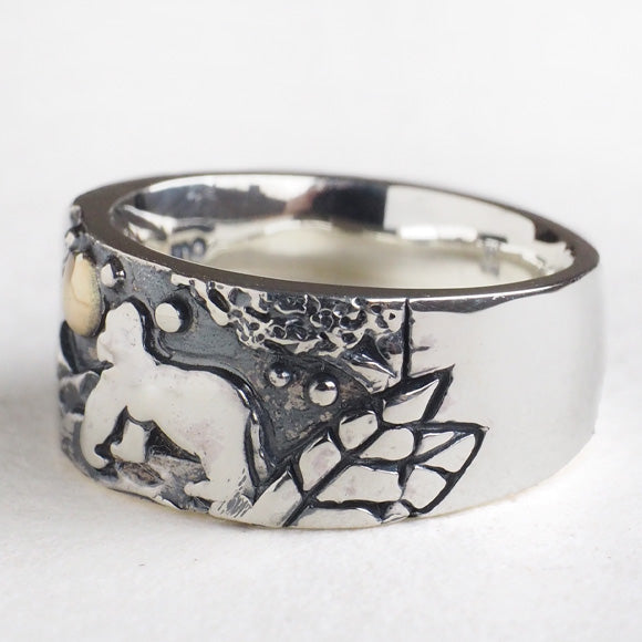 moge（モゲ） 手作りシルバーアクセサリー  あの空の下-森のゴリラ- シルバーリング 9mm [mo-R-047]