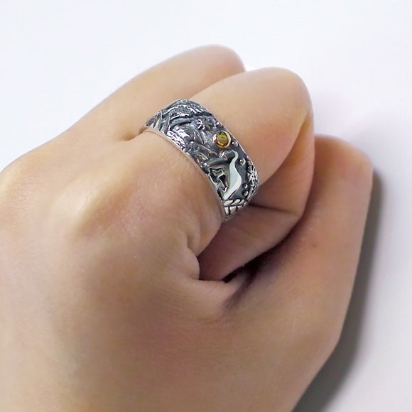 moge（モゲ） 手作りシルバーアクセサリー  あの空の下-森のゴリラ- シルバーリング 9mm [mo-R-047]