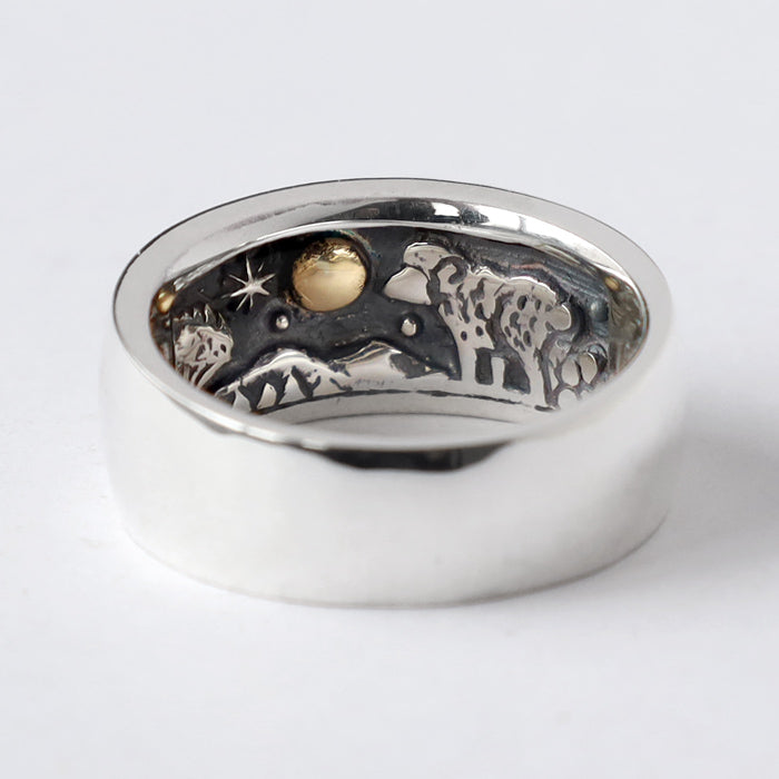 moge Handmade Silver Accessories We Were Looking at the Same Moon - Sheep - Silver Ring 10mm [mo-R-101] Koji Yamaguchi Accessories Artist Handmade Brand