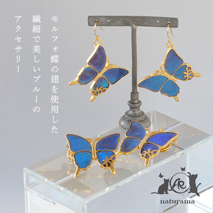 naturama (Naturama) 藍色 morpho 蝴蝶無環耳環 / 耳環 L 尺寸雙耳套裝 [NA02BY] 您可以從 2 種類型中選擇
