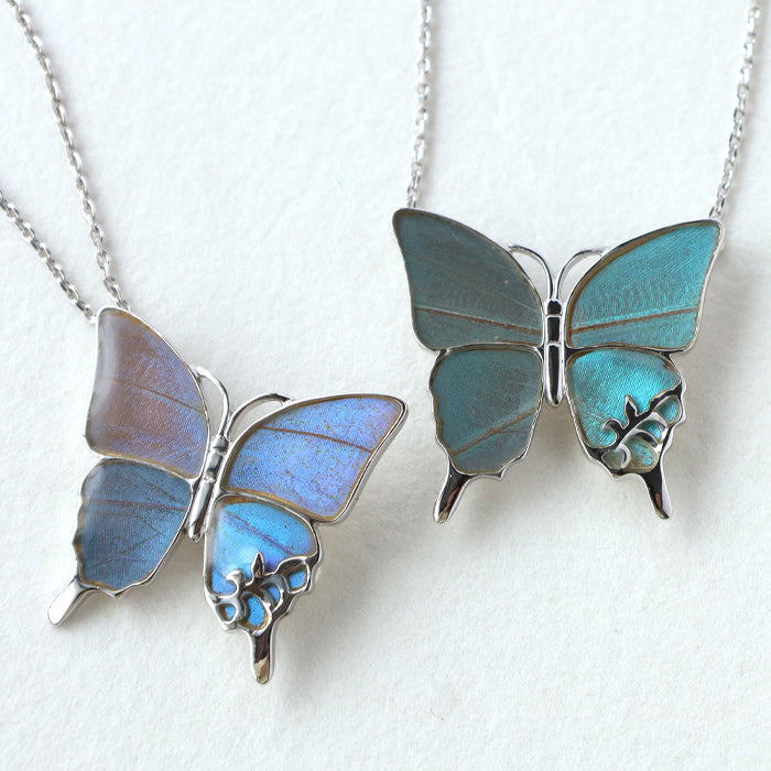 naturama(ナチュラマ) ブルーモルフォ蝶のネックレス シルバー L サイズ [NA03BP-AG] 2タイプから選べます