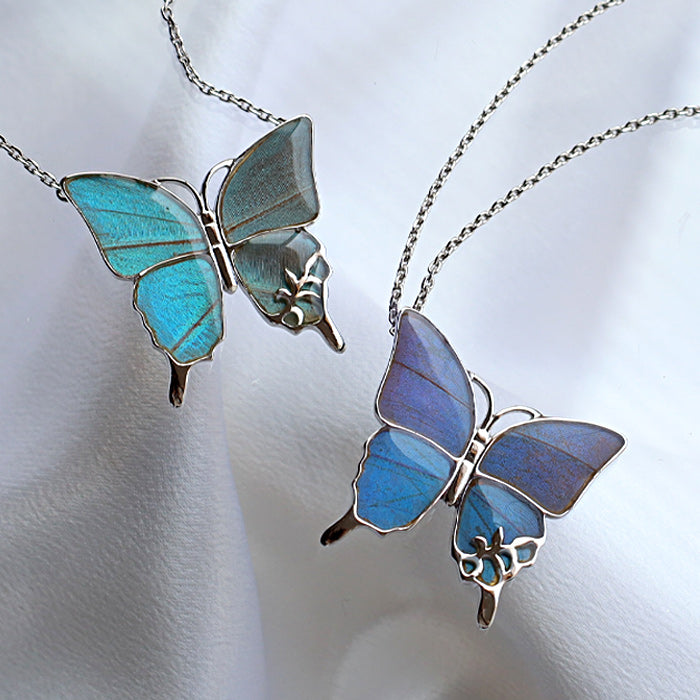 naturama(ナチュラマ) ブルーモルフォ蝶のネックレス シルバー L サイズ [NA03BP-AG] 2タイプから選べます