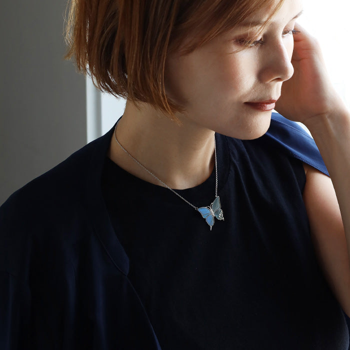 naturama(ナチュラマ) ブルーモルフォ蝶のネックレス シルバー L サイズ [NA03BP-AG] 2タイプから選べます