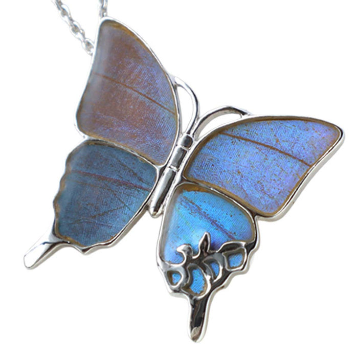 naturama(ナチュラマ) ブルーモルフォ蝶のネックレス シルバー L サイズ [NA03BP-AG] 2タイプから選べます