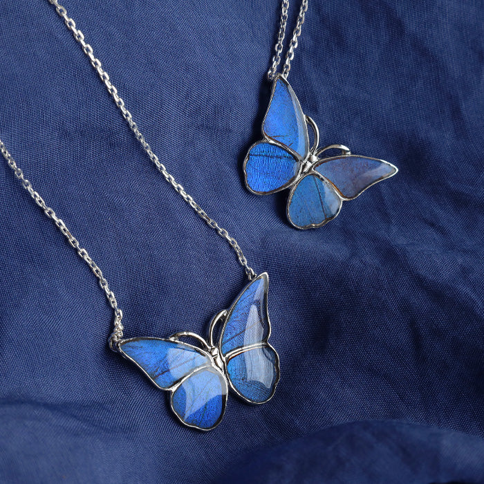 naturama(ナチュラマ) ブルーモルフォ蝶のネックレス シルバー “M” [NA03MP-AG] 2タイプから選べます