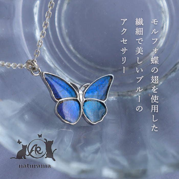 naturama 藍色 Morpho 蝴蝶項鍊 銀色“S” [NA03SP-AG] 有 2 種可供選擇