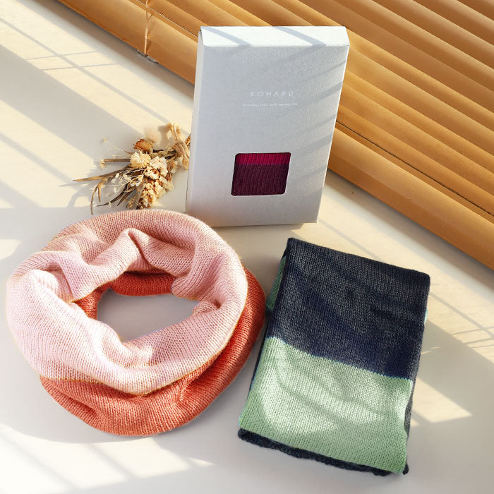 Hasegawa Shoten Silk Neck Warmer Two-tone Color Women's [NE0664A] Snood Neck Cover 