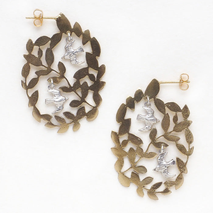 sasakihitomi Mori Kotori Earrings Brass 18K Gold Coating &amp; Silver Set of 2 Women's [No-027B] 