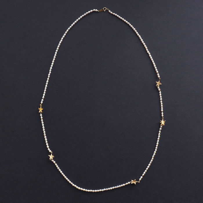 sasakihitomi Star Long Necklace Pearl &amp; Brass Women's [No-040] 