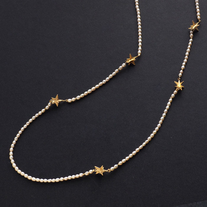 sasakihitomi Star Long Necklace Pearl &amp; Brass 女士 [No-040] 